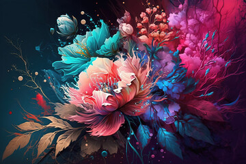 Beautiful Floral Background  . AI generated Illustration. - 571073968
