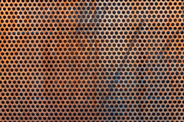 Texture of rusted metal mesh wall. 