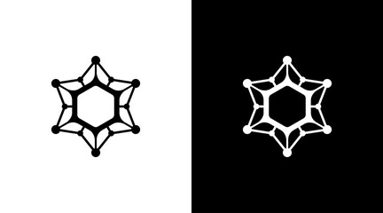 molecule logo hexagon technology monogram black and white icon style Design templates