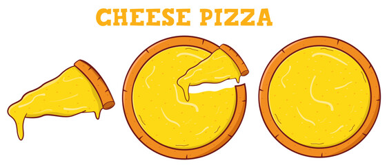 Cheese Pizza, vector flat illustration	
