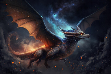 Obraz na płótnie Canvas Fantasy Dragon Illustration . AI generated Illustration.