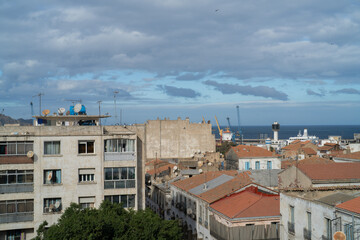 View of the buildings and streets of Skikda, North Algeria