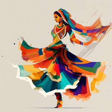 Indian Dancing Girl in colorful dress