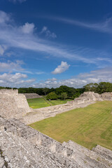 The ruins of a beautiful pyramid in the archaeological zone of Edzna in Mexico.