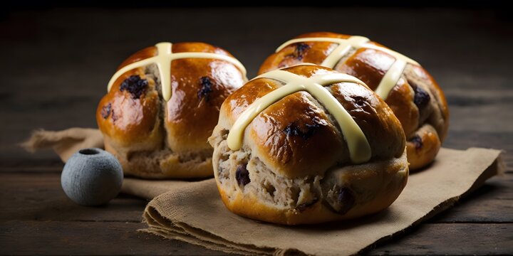 freshly baked hot cross buns easter treat generative ai