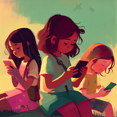 kids playing phones