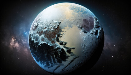 Planet Pluto View from Space. Generative AI.