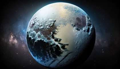 Store enrouleur occultant sans perçage Pleine Lune arbre Planet Pluto View from Space. Generative AI.