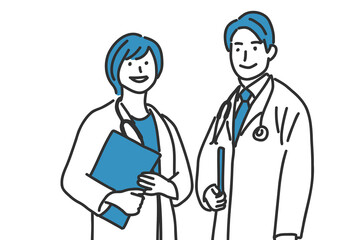 笑顔のお医者さんと医療スタッフ