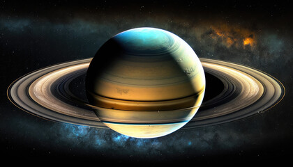 Saturn View from Space. Generative AI.