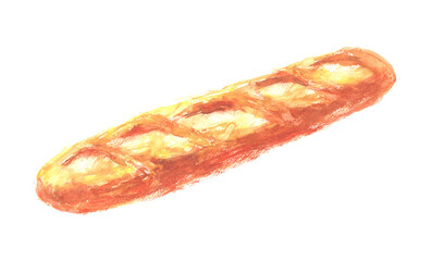 水彩で描いたフランスパンのイラスト