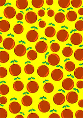 Images of fruit on a yellow background are used in graphics.