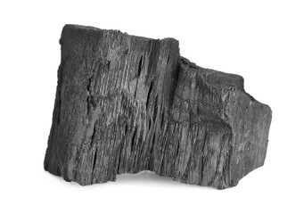 Piece of coal isolated on white. Mineral deposits