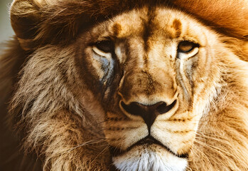 Lion king isolated , Portrait Wildlife animal , generative ai