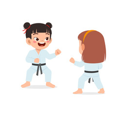cute little kid training karate with friend together © Colorfuel Studio
