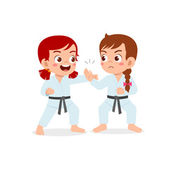 cute little kid training karate with friend together © Colorfuel Studio