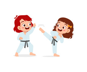 cute little kid training karate with friend together © Colorfuel Studio
