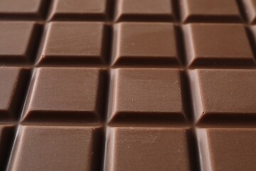 Delicious milk chocolate bar as background, closeup