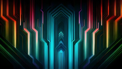 Abstract vertical line background with colorful spectrum. Bright neon rays and glowing lines