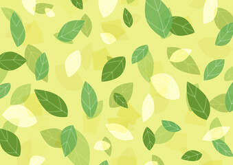 カラフルな葉っぱが舞うシンプルデザイン背景１