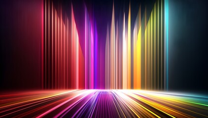 Abstract vertical line background with rainbow colorful spectrum. Bright neon rays and glowing lines