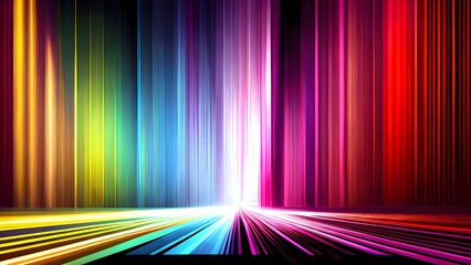 Abstract vertical line background with rainbow colorful spectrum. Bright neon rays and glowing lines