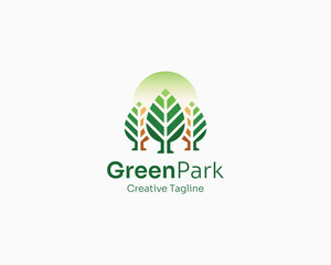 Abstract creative colorful green park logo