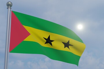 National Flag in the Wind  -Sao Tome and Principe