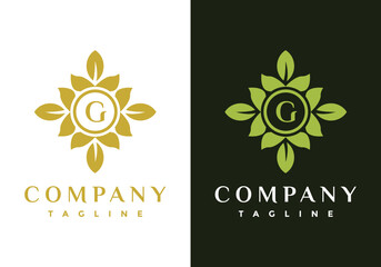 Letter G with leaf frame, suitable for the company's initial symbol.