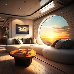 modern living room on a yacht