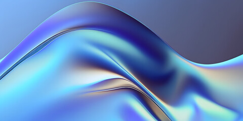 Abstract 3D Render Soft Blue Wave. Fluid Neon Motion Background. Gradient  Design Element for Banners and Copy Space.