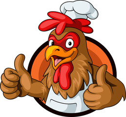 Cute rooster chef giving thumb up