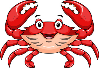 Cute happy crab on white background