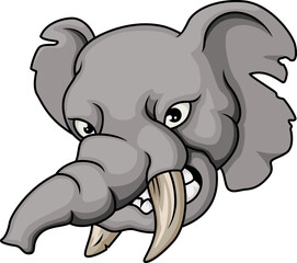 Angry elephant head cartoon character