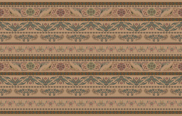 Seamless floral pattern. Floral paisley in trendy colors. Tribal style. Vector illustration.