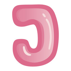 Letter J Pink Bold Alphabet Font Doodle Drawing Vector Art