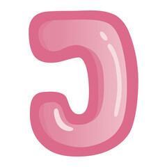 Letter J Pink Bold Alphabet Font Doodle Drawing Art
