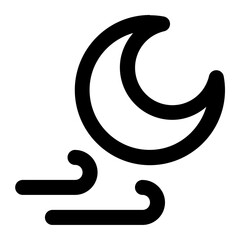 Crescent moon with wind in flat icon. Wind, night , windy, season, weather