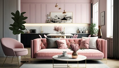 3d render modern living room interior