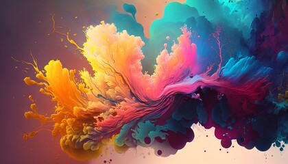 Colorful watercolor clouds. AI generative.