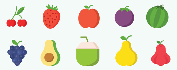 Colorful Fruits and Berries Icon Collections