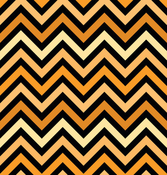 Seamless gold color zigzag pattern design on black background. vector illustration
