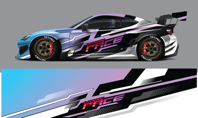 car livery design vector. Graphic abstract stripe racing background designs for wrap