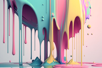 Abstract background of colorful dripping paint. Graphic art design. Generative ai