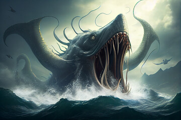 megalodon eldritch horror, AI generated