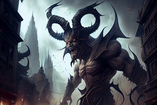 Evil satan king of hell, hades style ruler of hell. AI generated