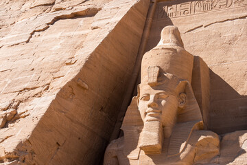 Ramses II statue in front of Abu Simbel Temple in Egypt