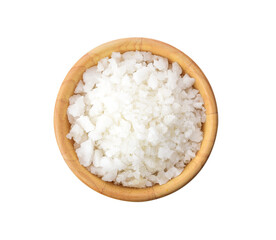 Salt in a wooden bowl isolated on transparen png Beautiful lines For salty seasoning.