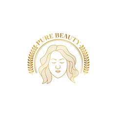 Beauty logo with a beautiful woman in a circle