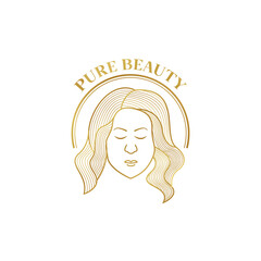 Beauty logo with a beautiful woman in a circle